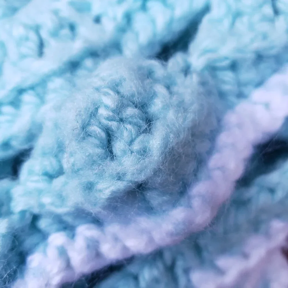 Blue Shade and White- Handmade Throw/Lap Blanket